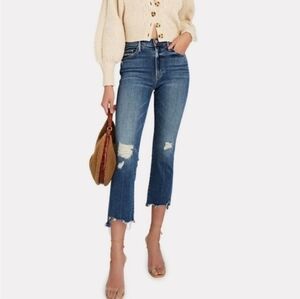 MOTHER The Insider Crop Step Chew Dancing on Coals Distressed Raw Hem Jeans 25